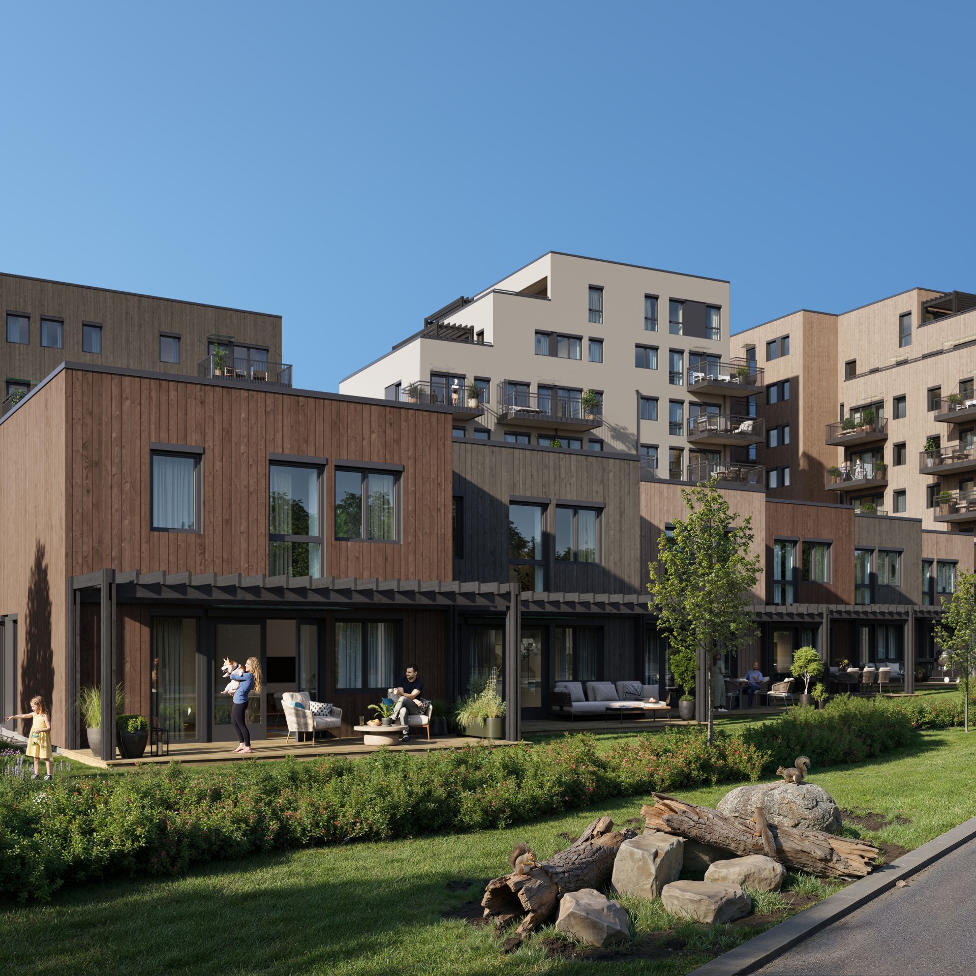 Lillebytunet Rekkehus Eksterioer Vinkel 02 v3 Plyo