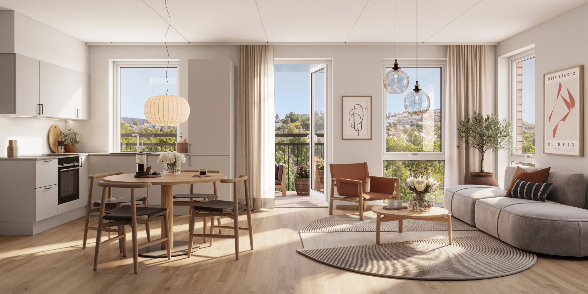 Lillebytunet Interioer Vinkel 01 A402 Stue Kjokken v2 Plyo