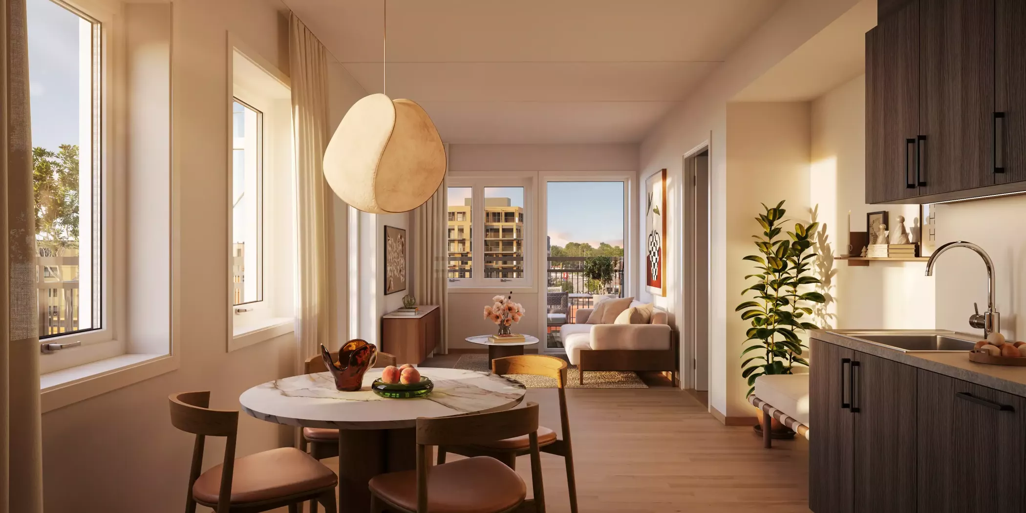 Lillebytunet Interior Vinkel 07 D H0801 Stue Kjokken v2 Plyo