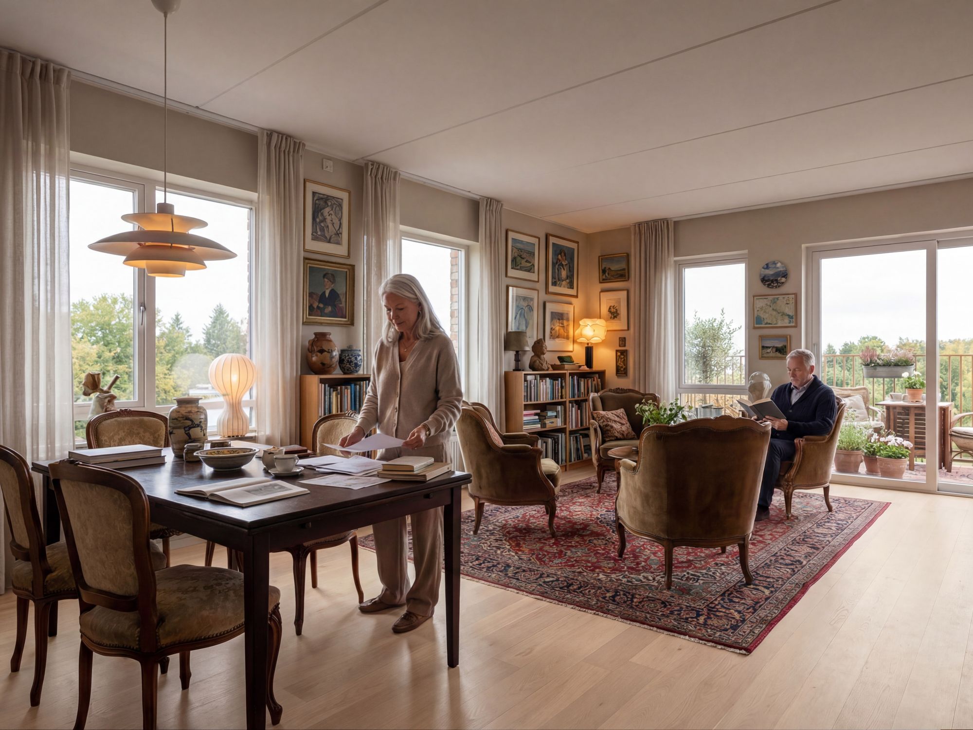 Villenga Interior 14 A7 1 crop dame med gamle moebler 1